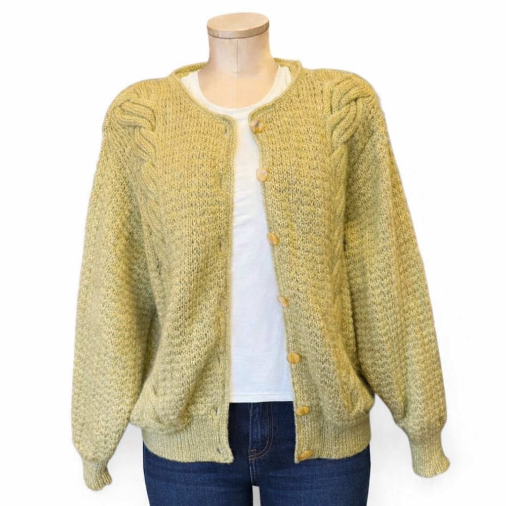 Vintage Solienne Mohair Blend Cable Knit Cardigan